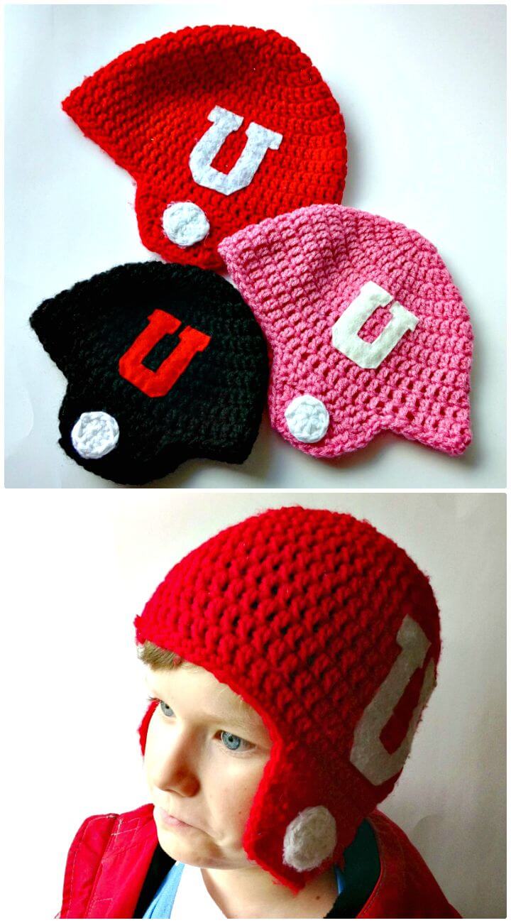 Easy Free Crochet Football Helmet Hats Pattern