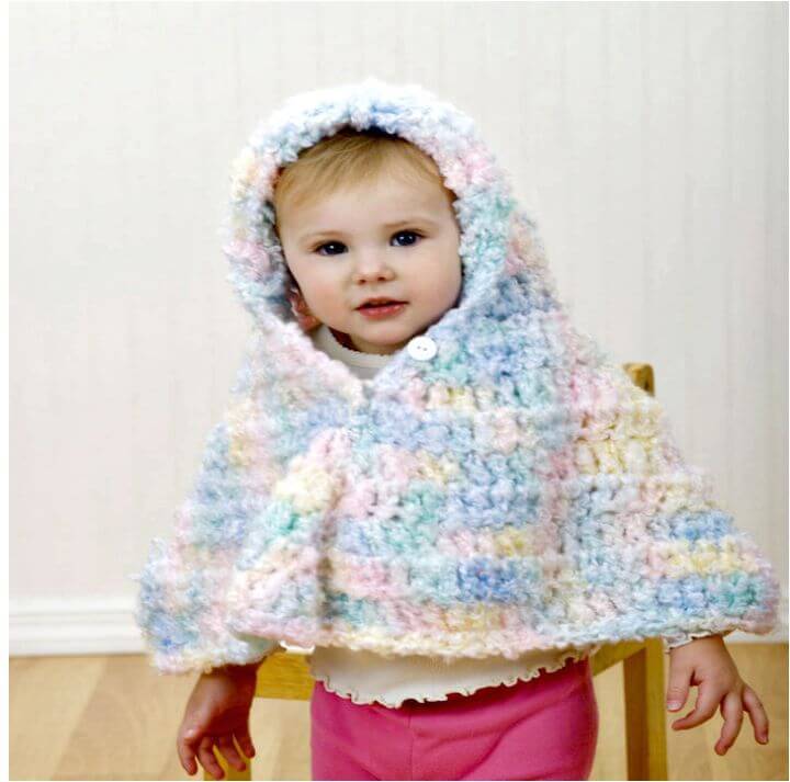 Crochet Hooded Baby Poncho - Free Pattern