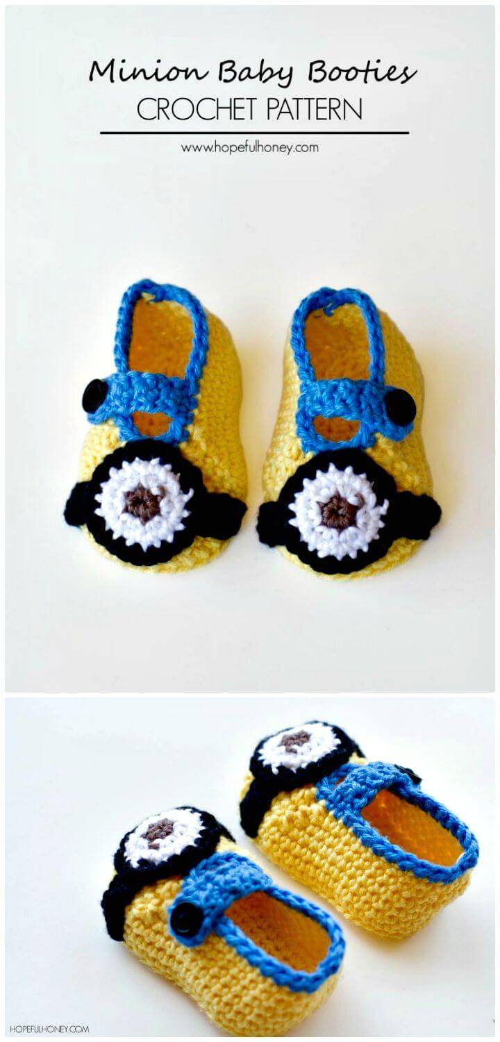 How To Crochet Minion Baby Booties - Free Pattern