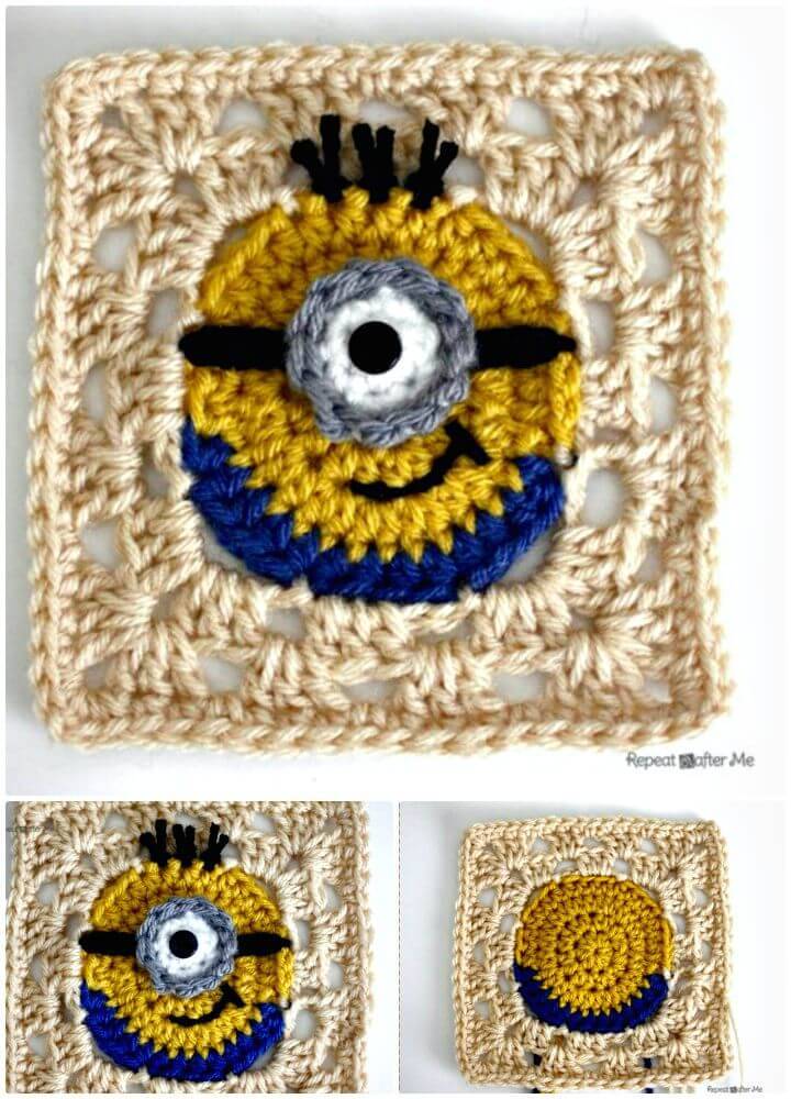 Easy Free Crochet Minion Granny Squares Pattern