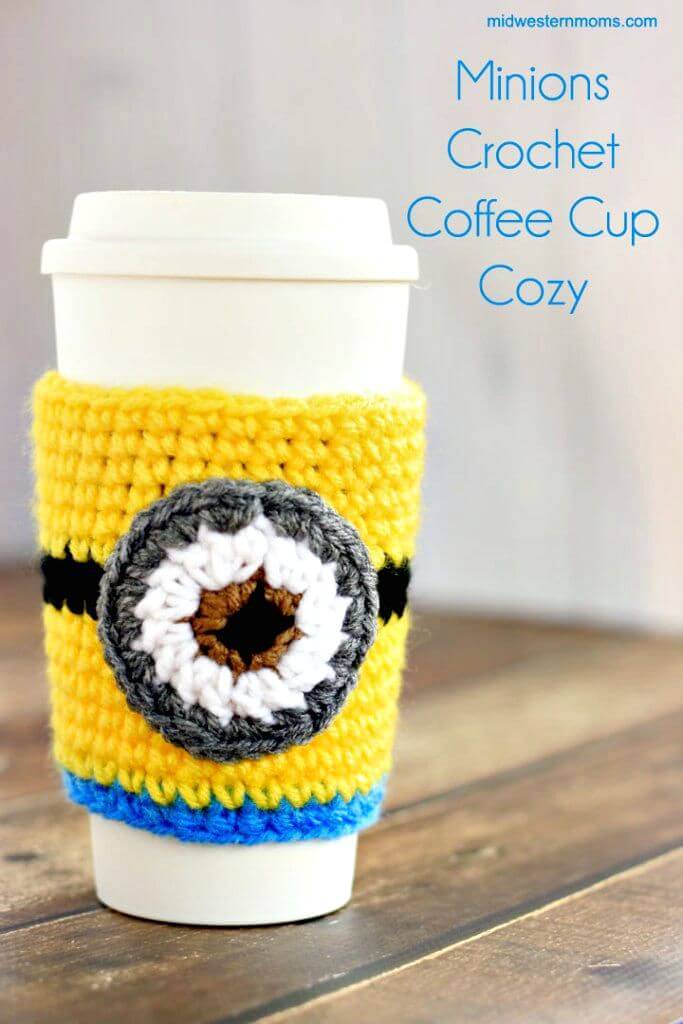Free Crochet Minions Coffee Cup Cozy Pattern
