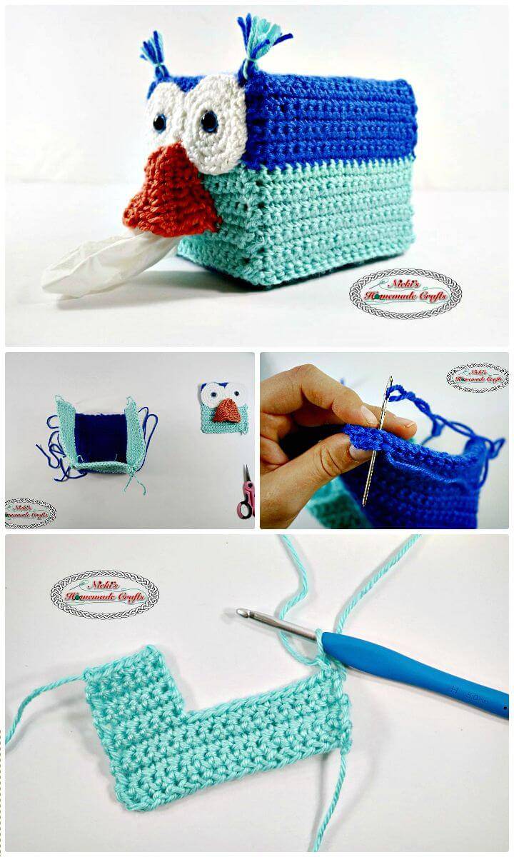 Easy And Cute Free Crochet Owl Tissue Box Cover Pattern
