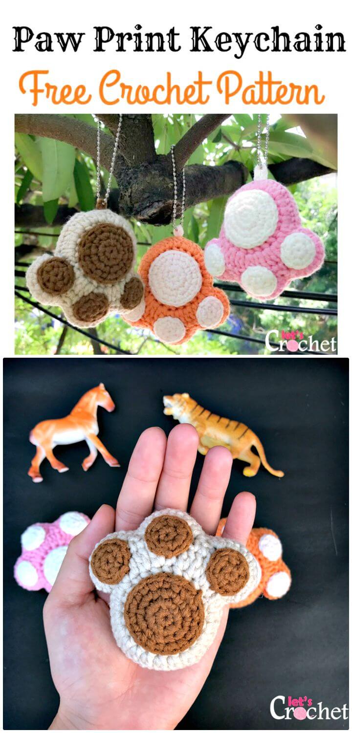 Free Crochet Paw Print Key-chain Pattern