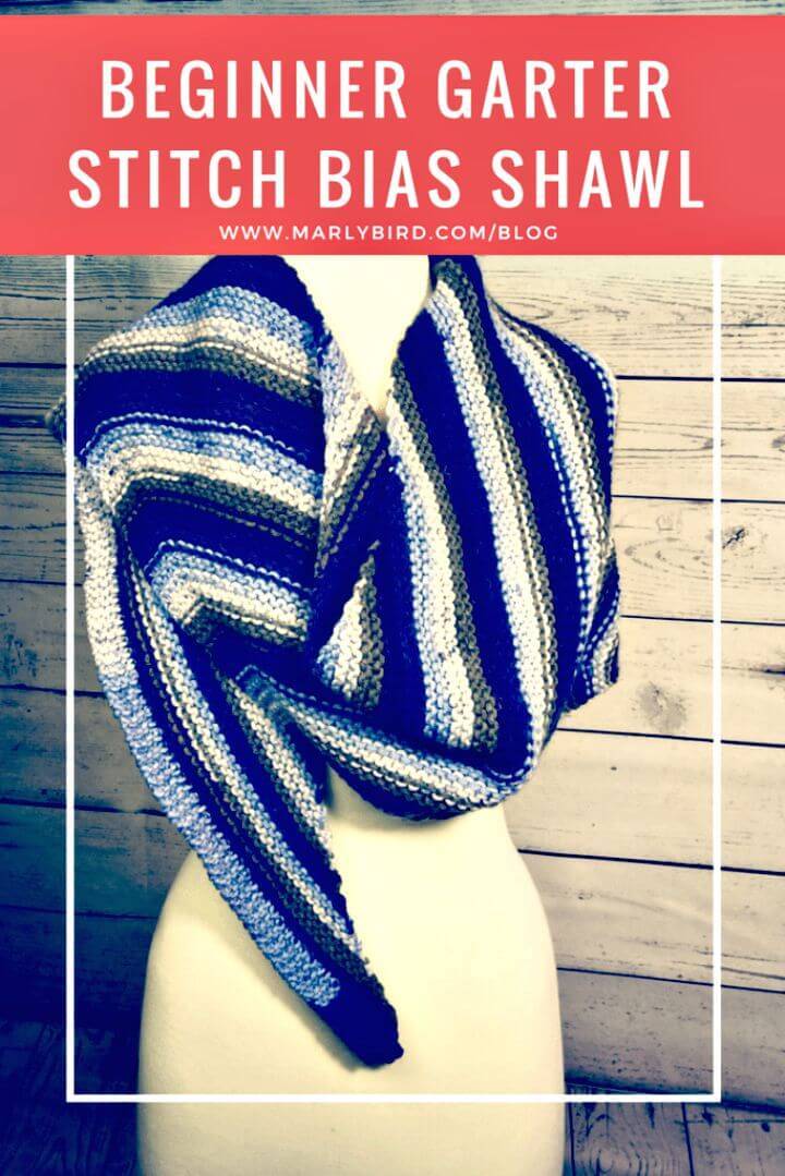 Easy Free Knitting Beginner Garter Stitch Bias Shawl Pattern
