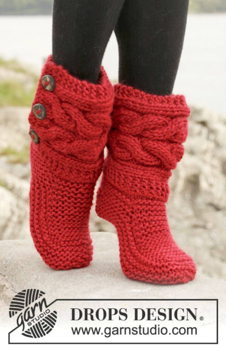 Free Knitting Little Red Riding Slippers Pattern