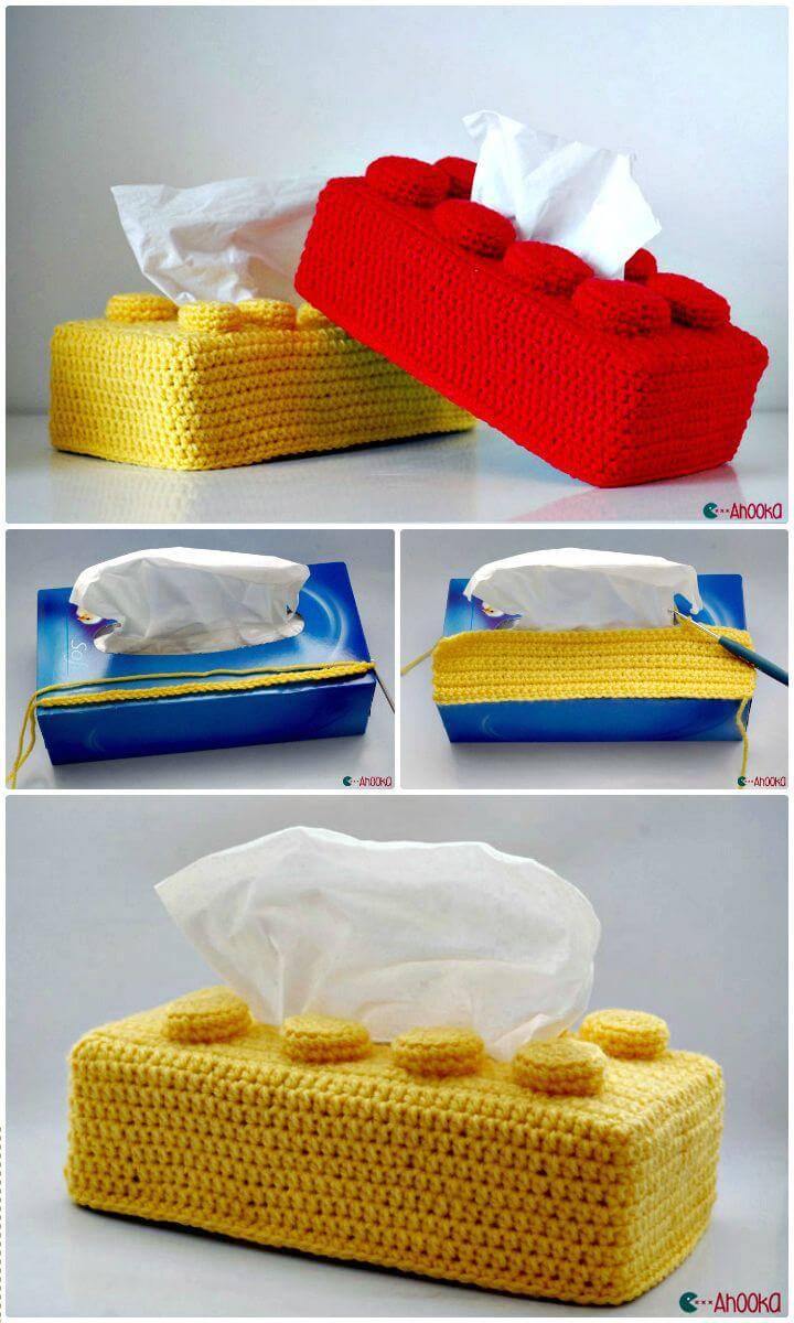 How To Free Crochet A Lego Brick Tissue Box Cover Pattern