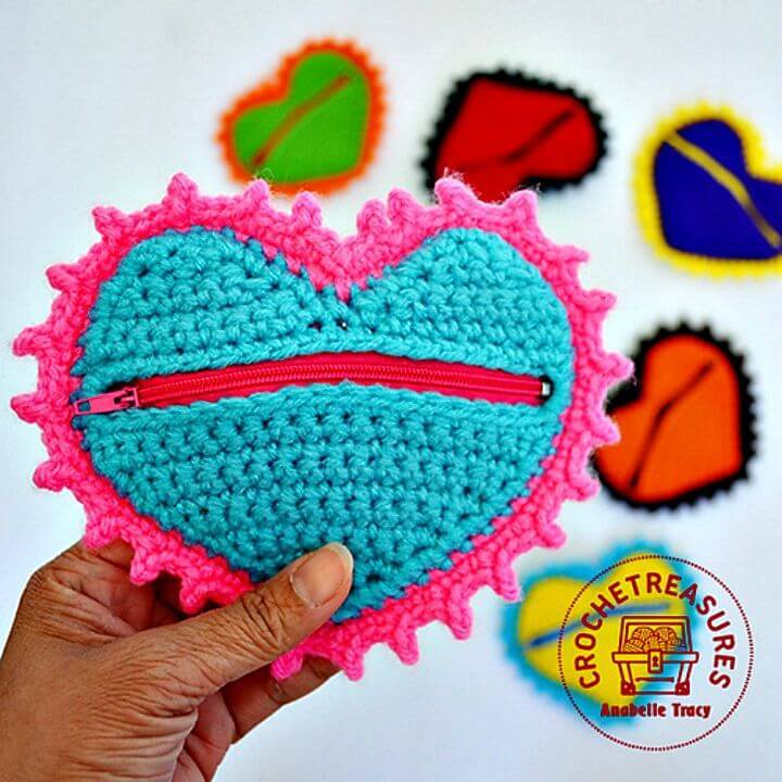 How To Crochet Heart Coin Purse Pattern