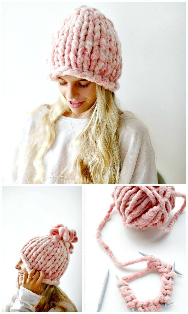 How To Free Knit Big Loop Hat 