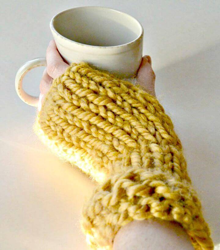 Easy Free Knit Flat Finger-less Mittens Pattern