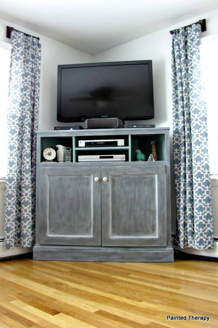 Easy How To Build Your Own Tall Corner Media or TV Console Stand Tutorial