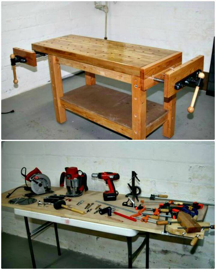 Easy How to Building a Real Woodworker's Workbench Tutorial