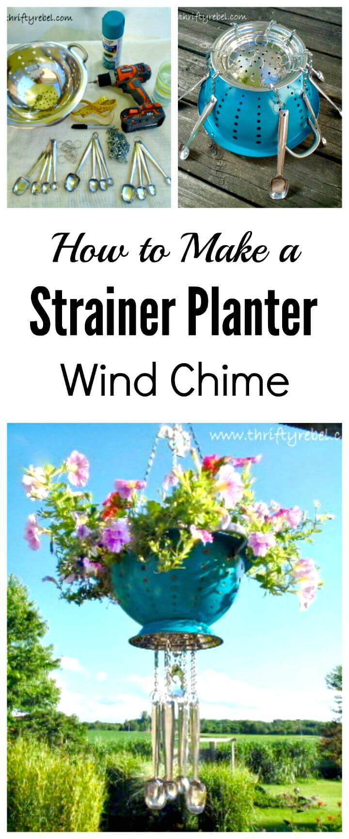 Easy How to Make a Strainer Planter Wind Chime Tutorial