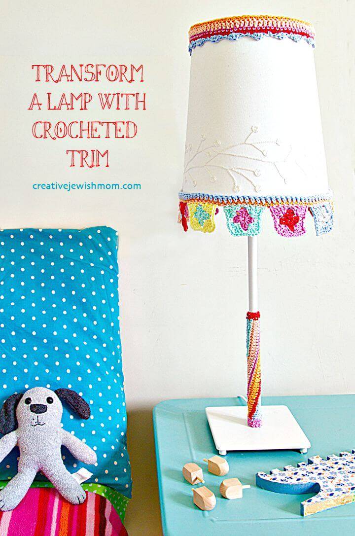 Simple Free Crochet Trim Transforms A Basic Lamp Pattern