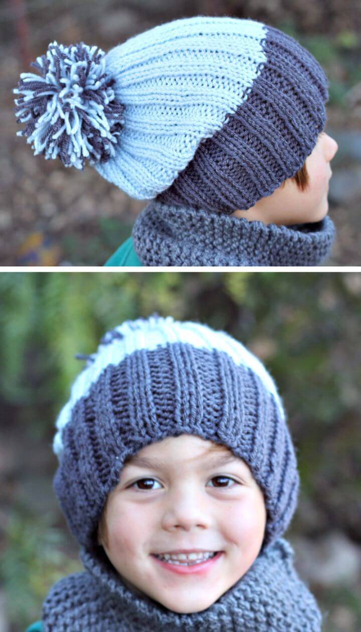 Simple and Easy Free Knitting Ribbed Hat Pattern