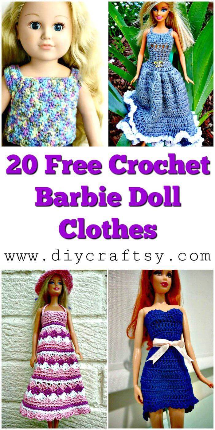 20 Free Crochet Barbie Doll Clothes - Free Crochet Patterns - DIY Crafts