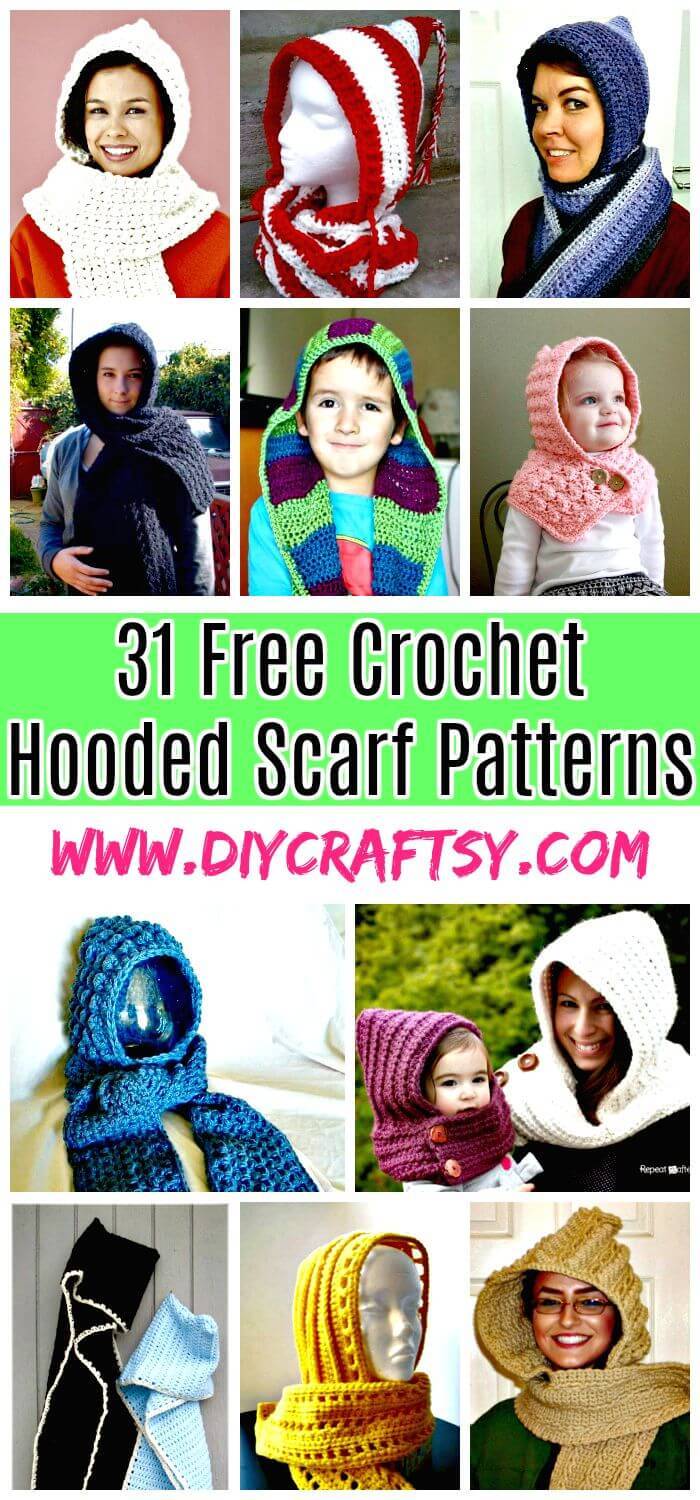 31 Free Crochet Hooded Scarf Patterns - Free Crochet Patterns - DIY Crafts