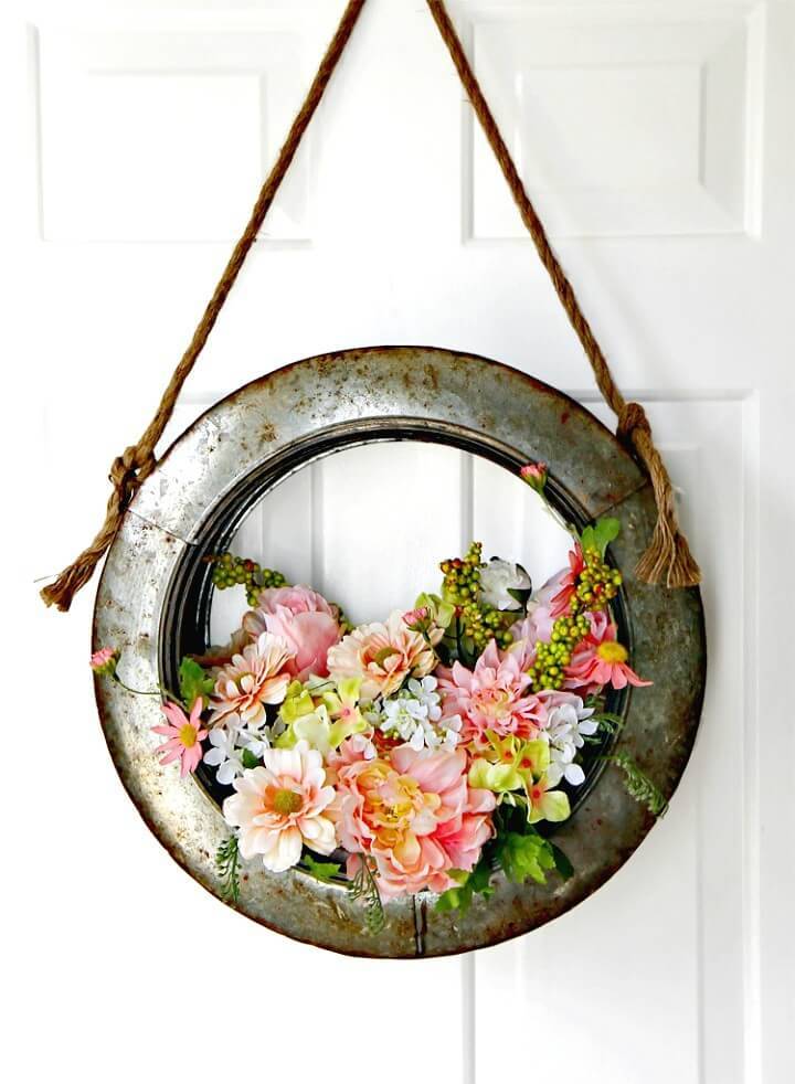 Simple How To Make Farmhouse Style Tire Wreath