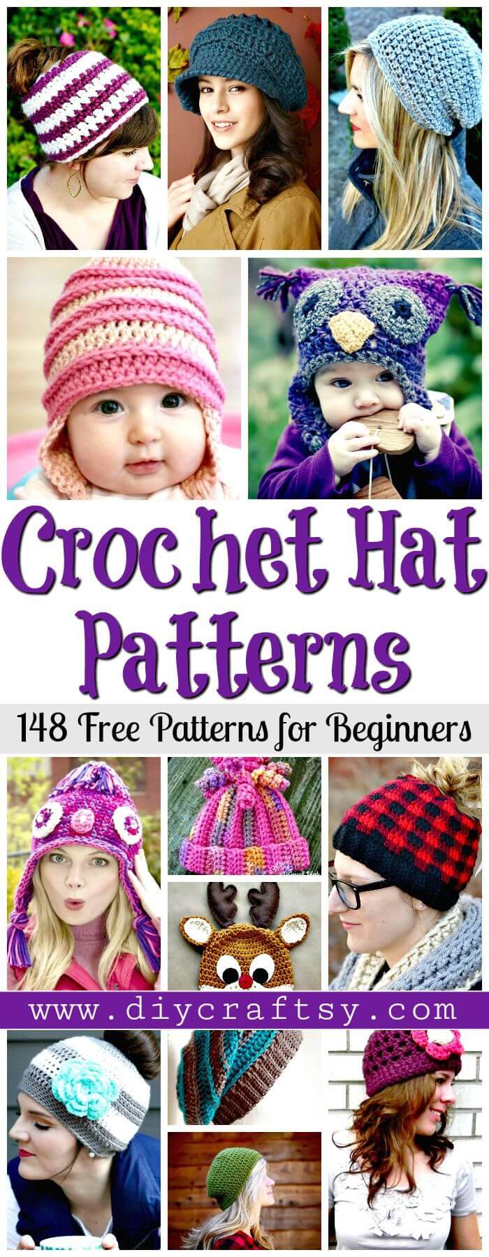 Crochet Hat Patterns – 148 Free Patterns for Beginners - Free Crochet Patterns - DIY Crafts