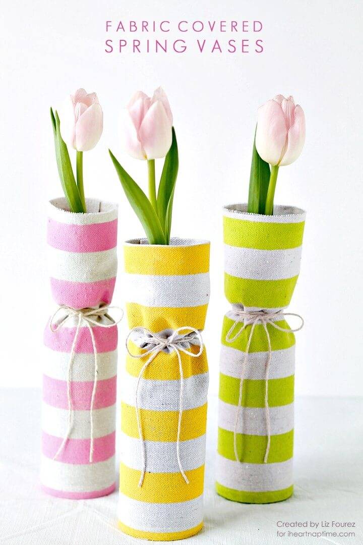 Easy DIY Fabric Covered Spring Vases Tutorial