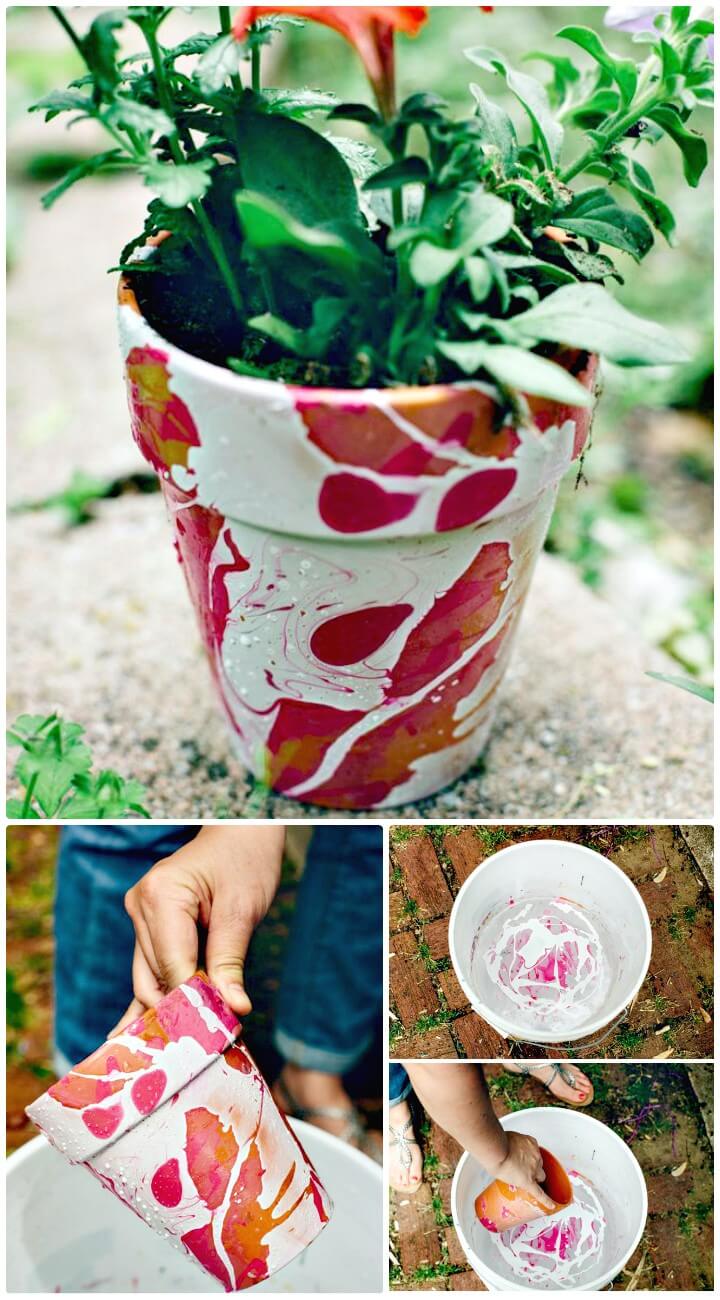 DIY Nail Polish Marbled Planters