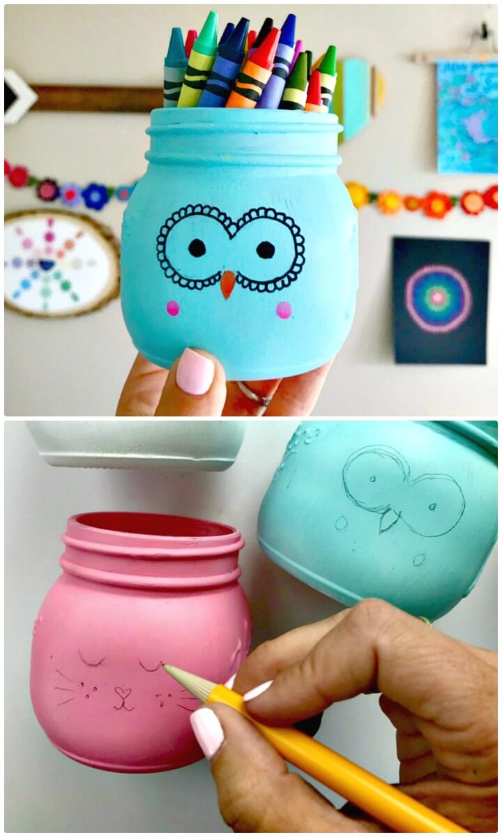 DIY Animal Painted Mason Jars