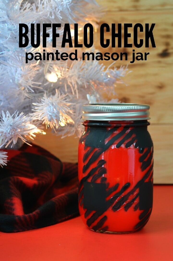 DIY Buffalo Check Painted Mason Jar