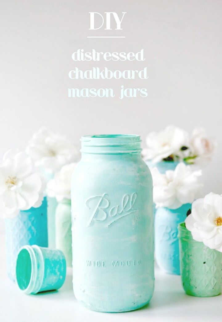 Easy DIY Distressed Chalkboard Mason Jars 