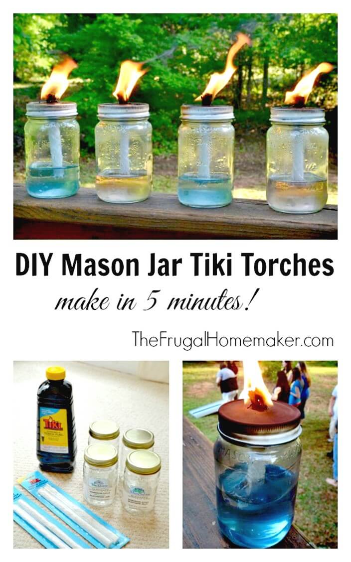 Easy DIY Mason Jar Tiki Torches 5 Minute Project - DIY