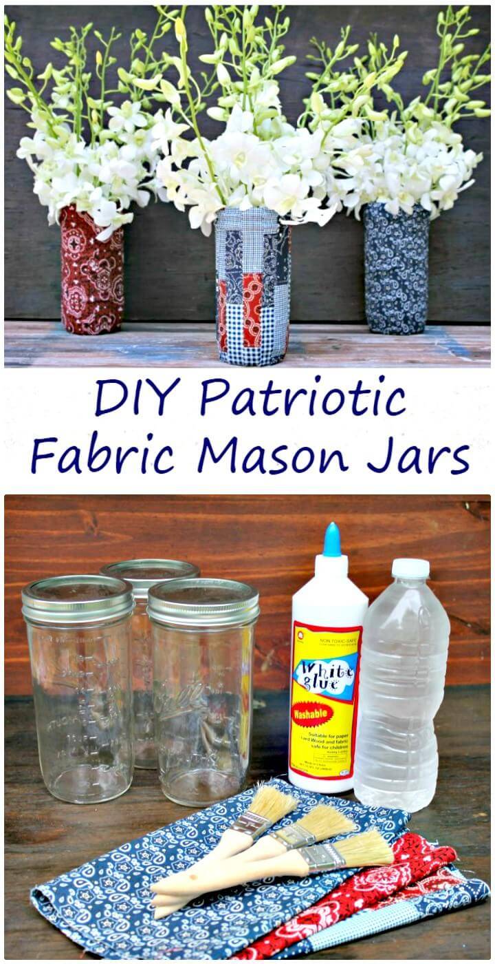 Easy DIY Patriotic Fabric Mason Jars