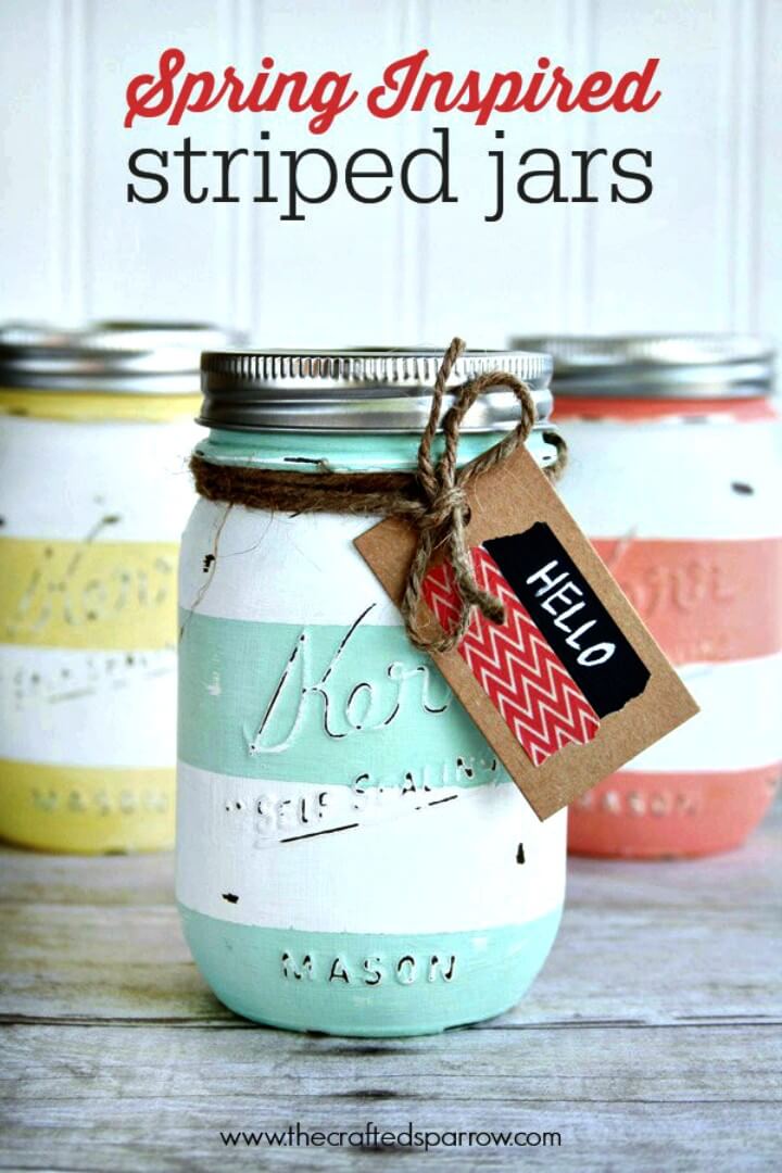 Easy DIY Spring Inspired Striped Jars