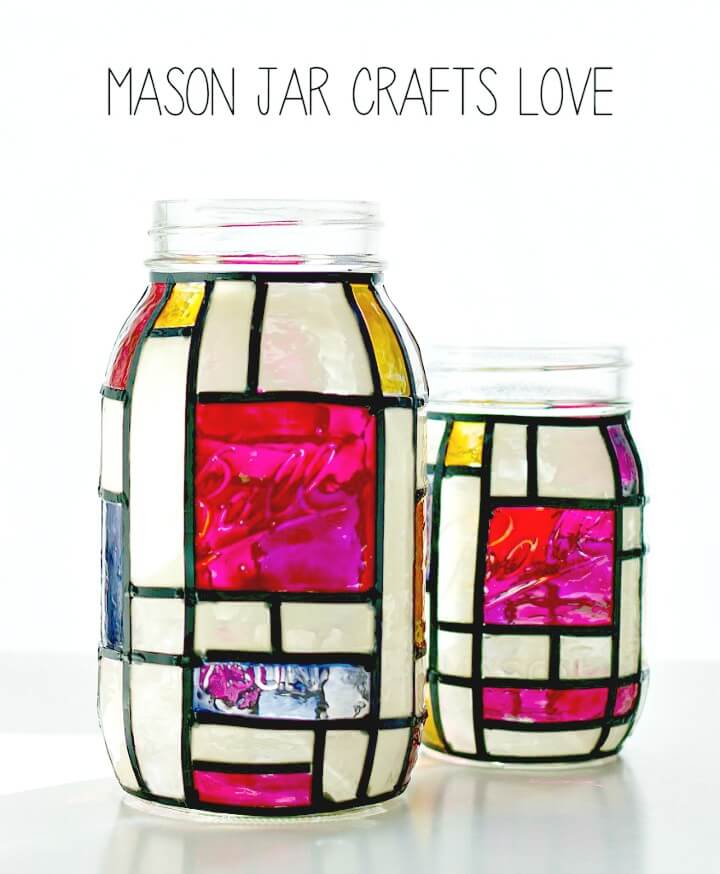 How To Make Mondrian Mason Jars - Beautiful DIY Gift Idea