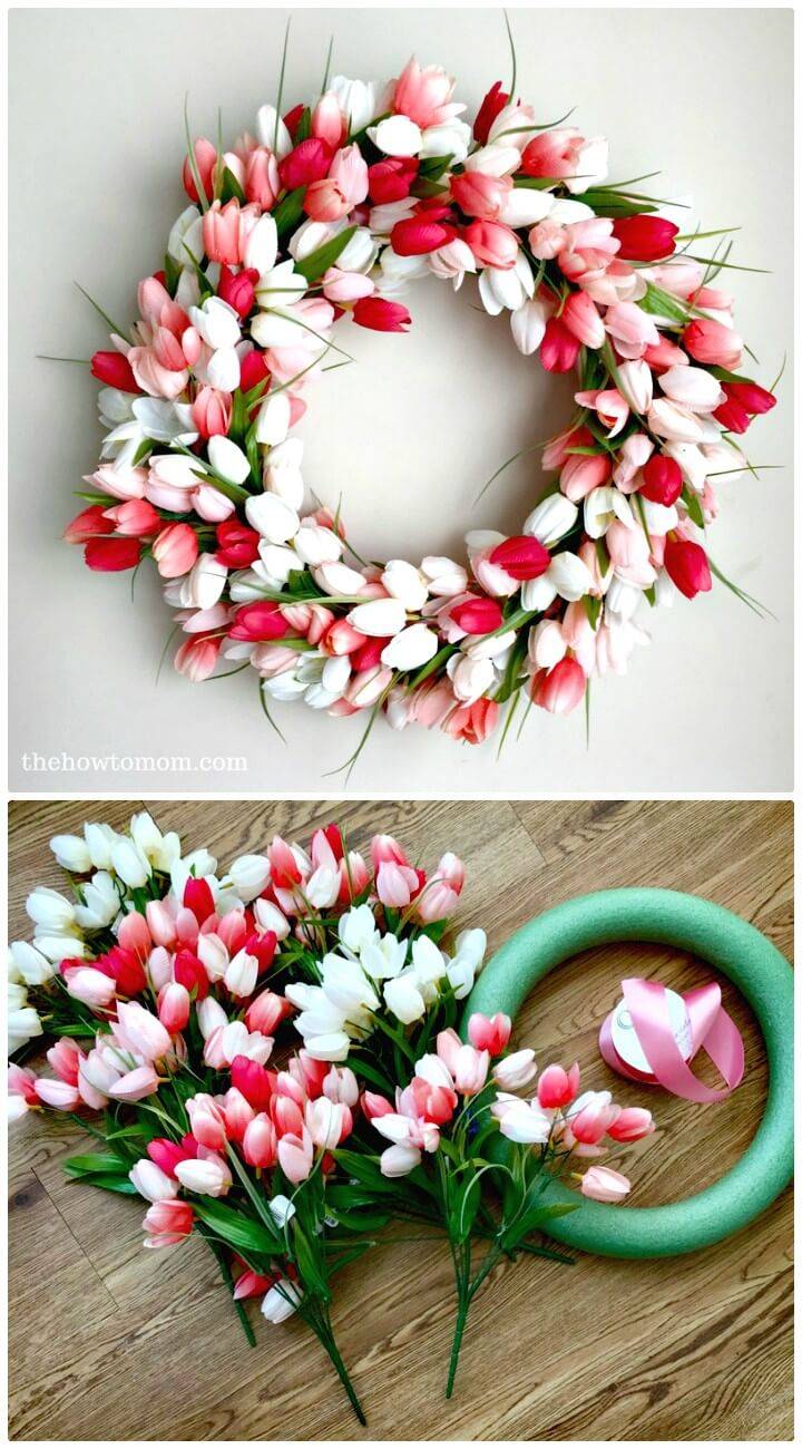 Gorgeous How to DIY Tulip Wreath for Spring