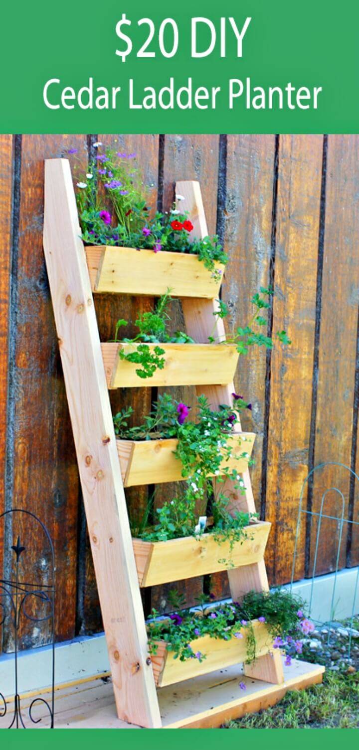 Build Cedar Vertical Tiered Ladder Garden Planter - DIY