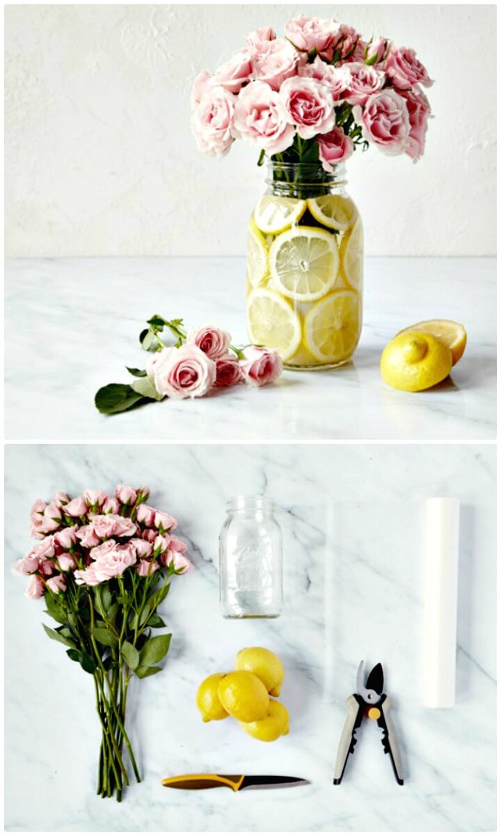 How To DIY Mason Jar, Lemon, & Flower Centerpiece