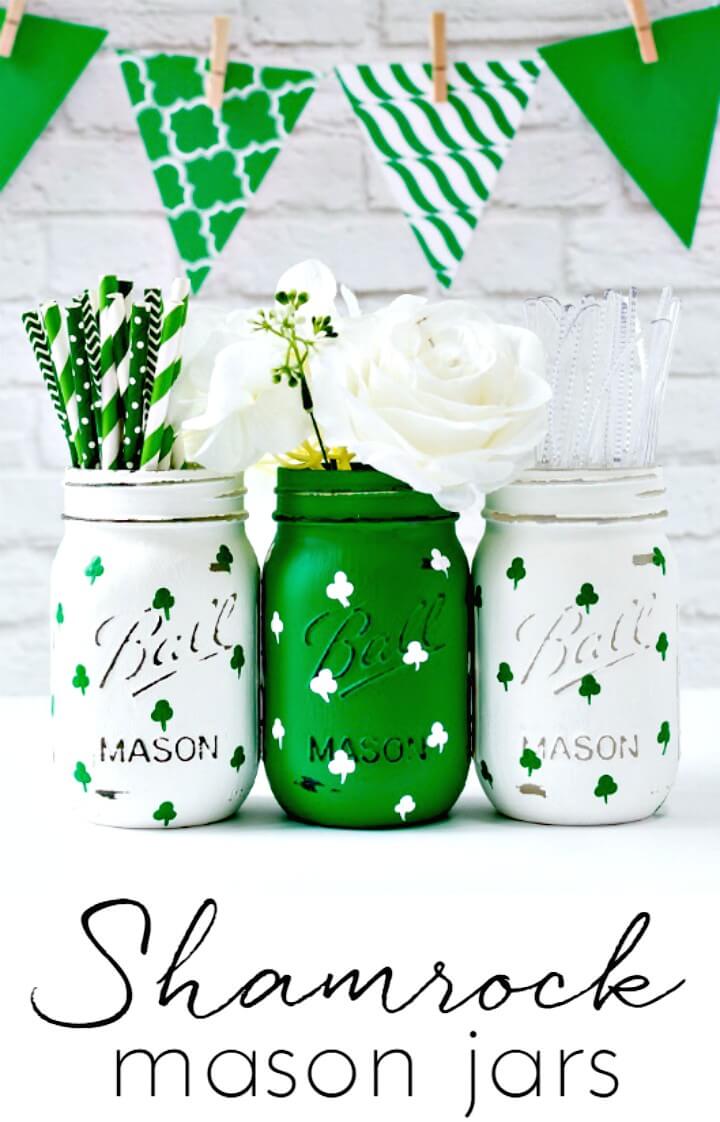 How To DIY Painted Shamrock Mason Jars