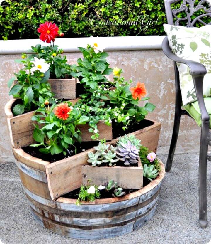 DIY Recycled Wine Barrel Planter