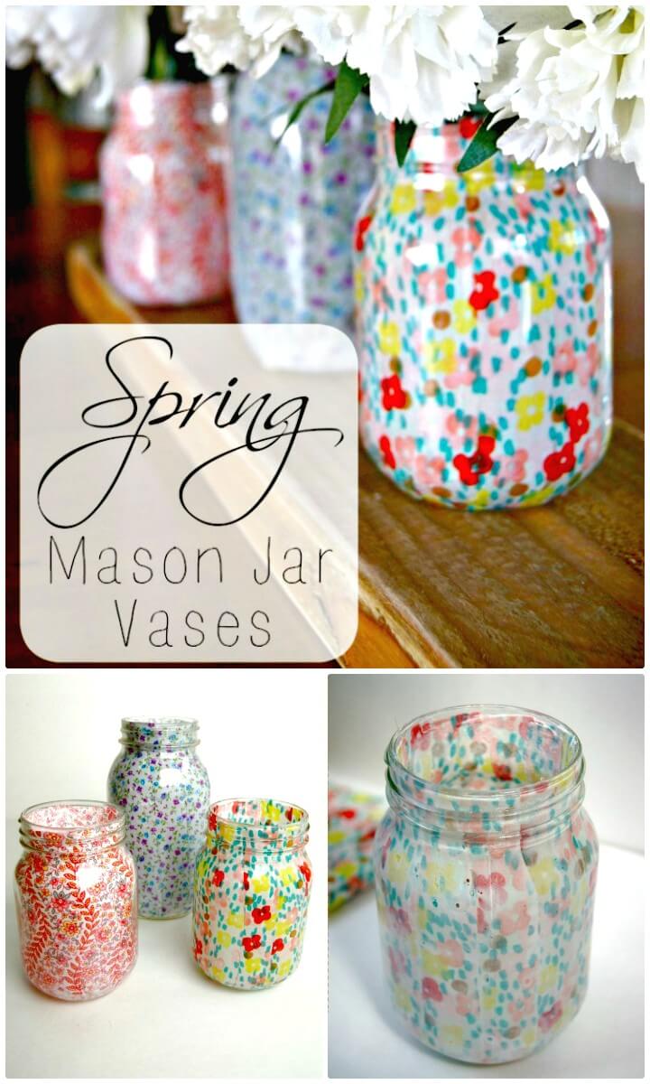 How To DIY Spring Mason Jar Vases 