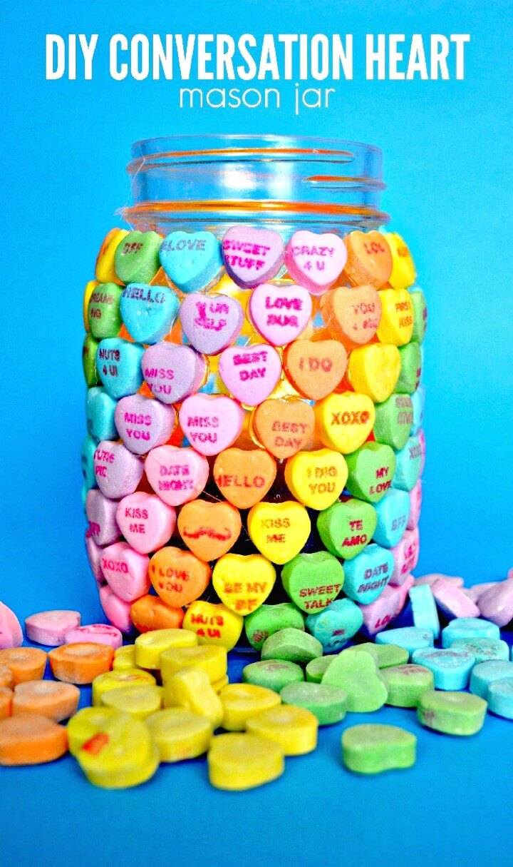 How To Make Candy Heart Mason Jar For Valentine’s Day - DIY