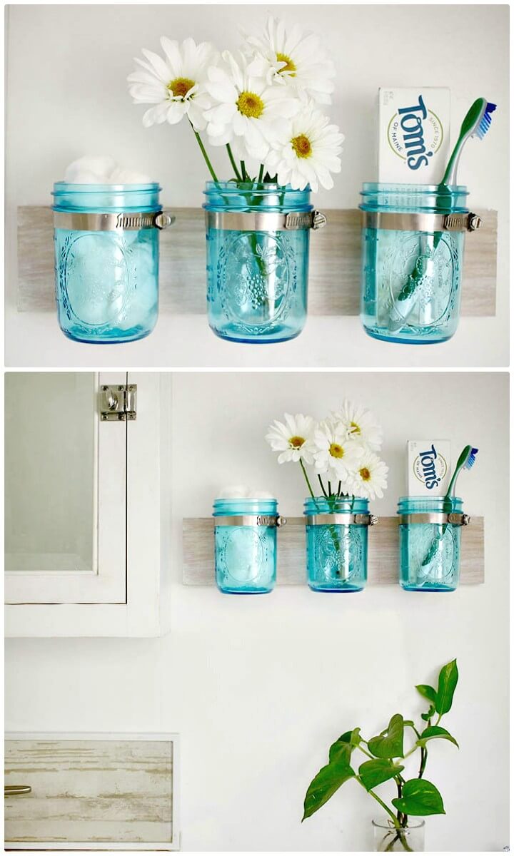 How To Make Coastal Mason Jar Organizer - DIY Mason Jars Crafts  