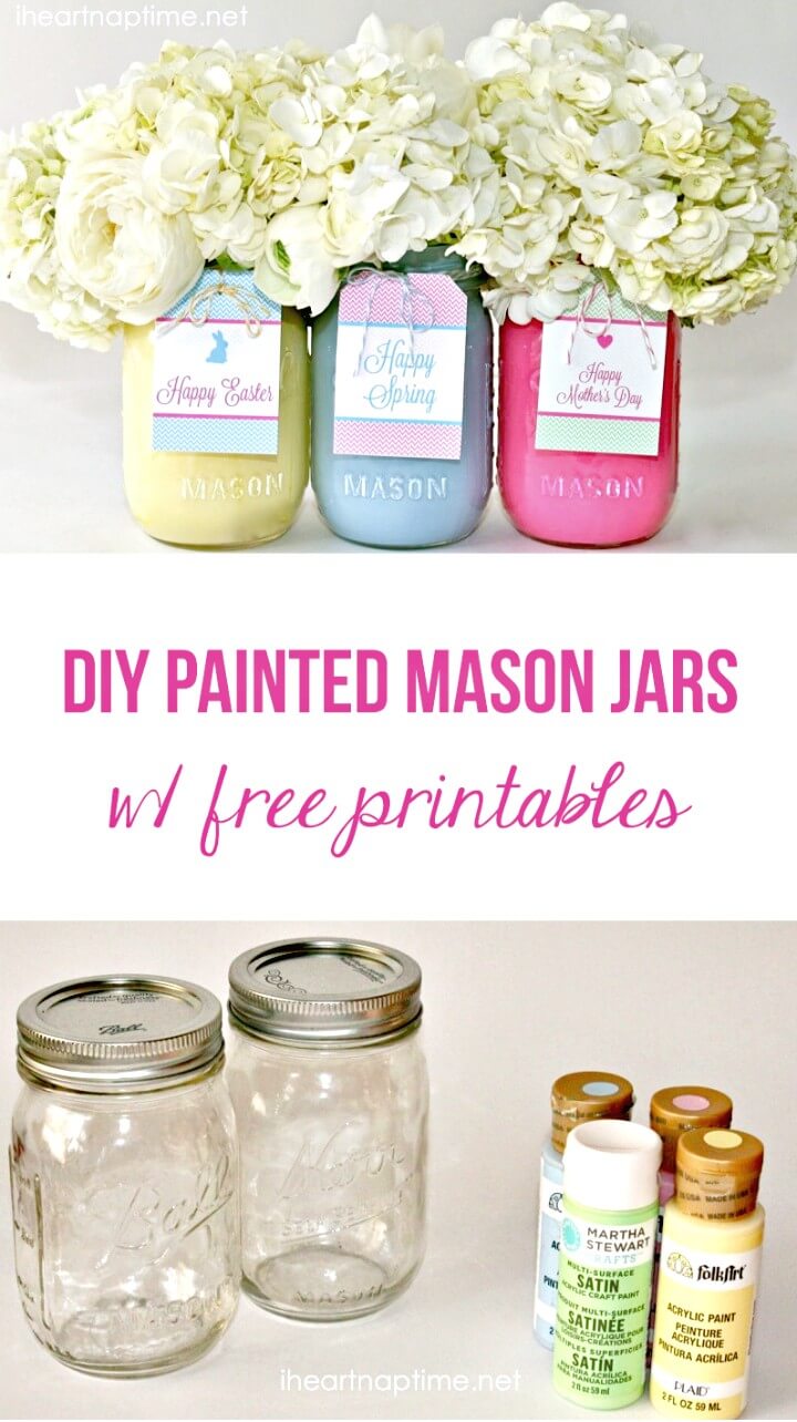 How To Make Spring Mason Jars and Free Tags - DIY