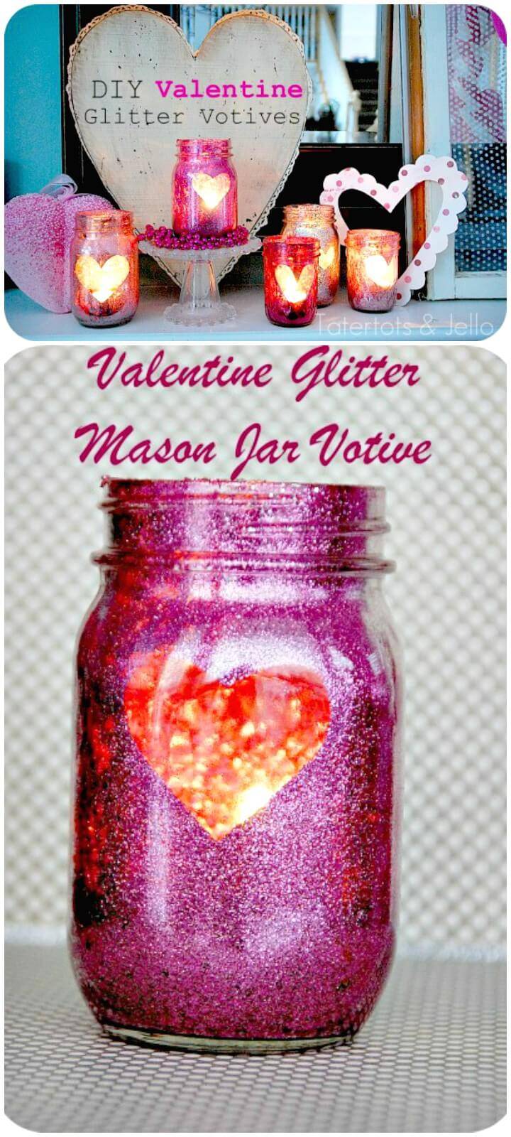 How To Make Valentine Glitter Mason Jar - DIY