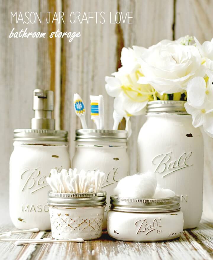 Useful DIY Mason Jar Bathroom Storage & Accessories