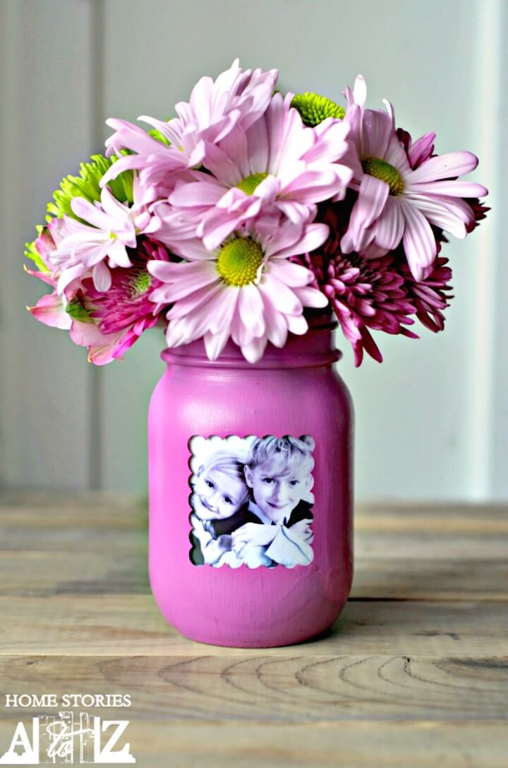 Make Your Own Mason Jar Picture Frame Vase - DIY