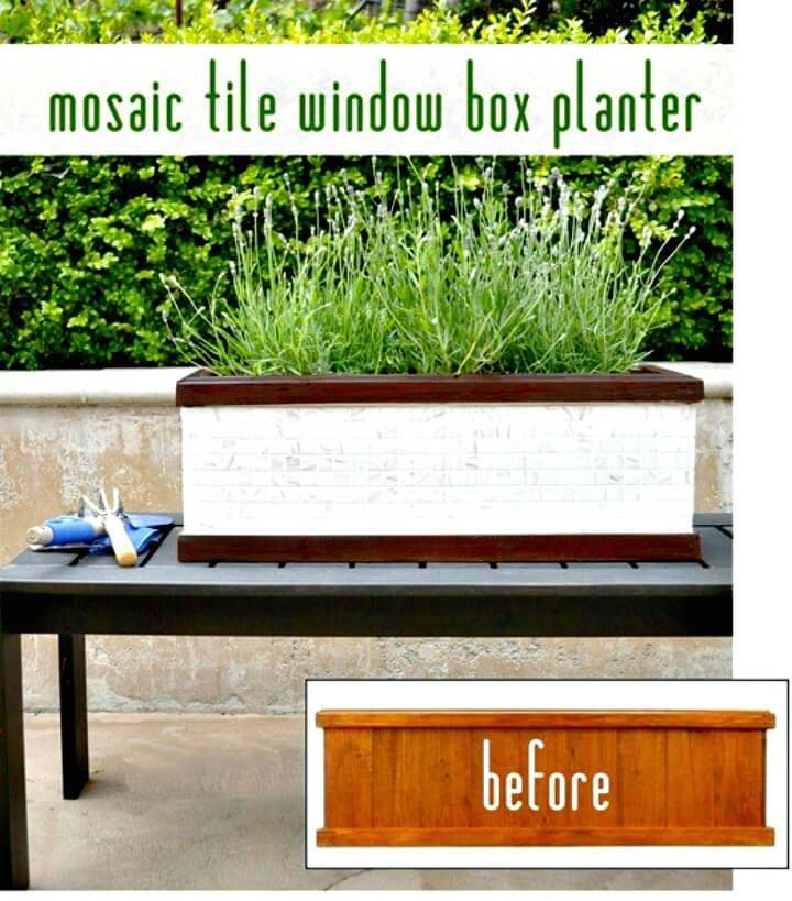 Make Your Own Mosaic Tile Window Box Planter - DIY
