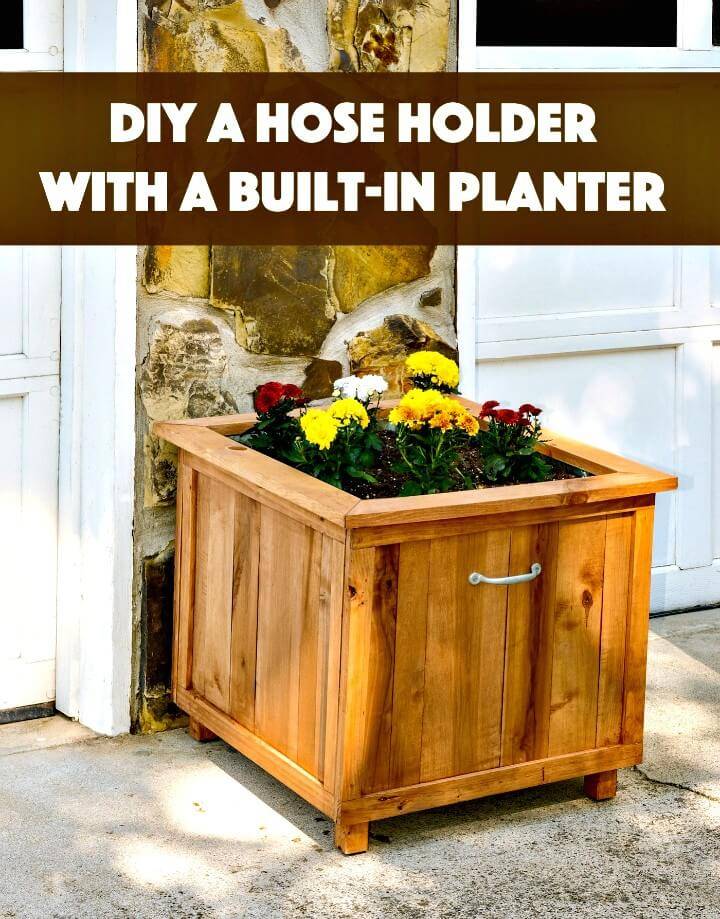 Make Your Own Pallet Wood Hose Holder With Planter - DIY