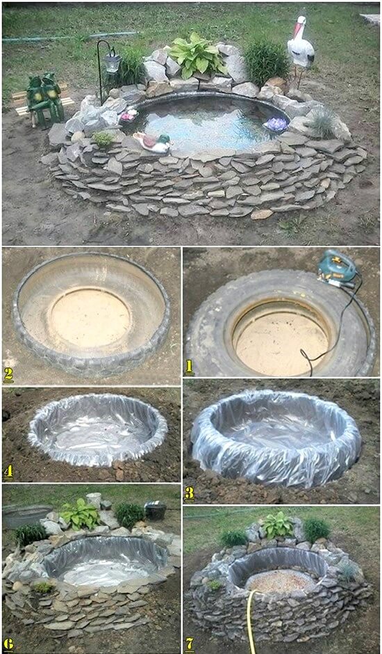 Simple DIY Decorative Pond From Old Tires