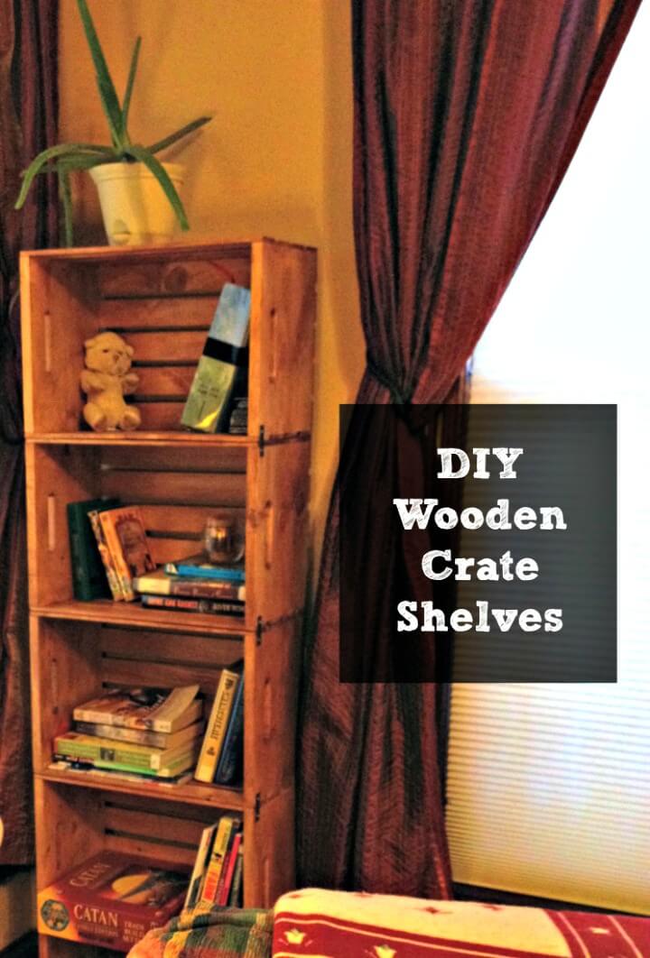 Make Bookshelf from Unfinished Wooden Crates