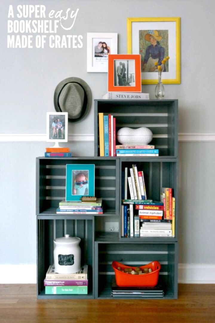 Adorable DIY Bookshelf Out Of Crates