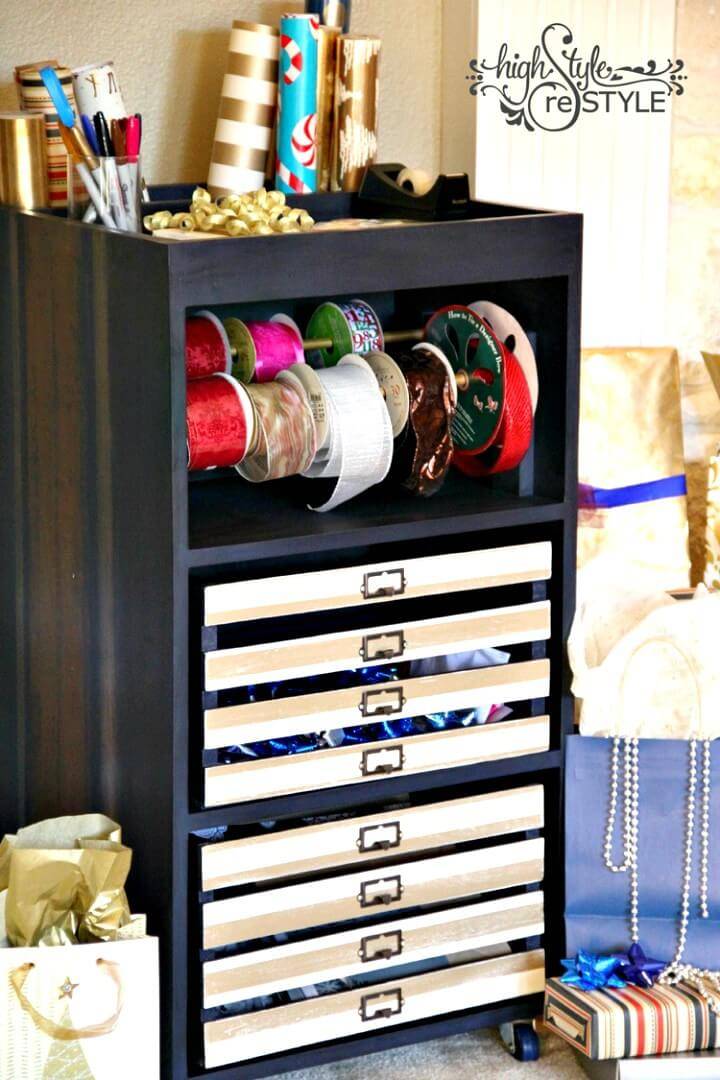 Build Your Own Gift Wrap Cart Out of Crates