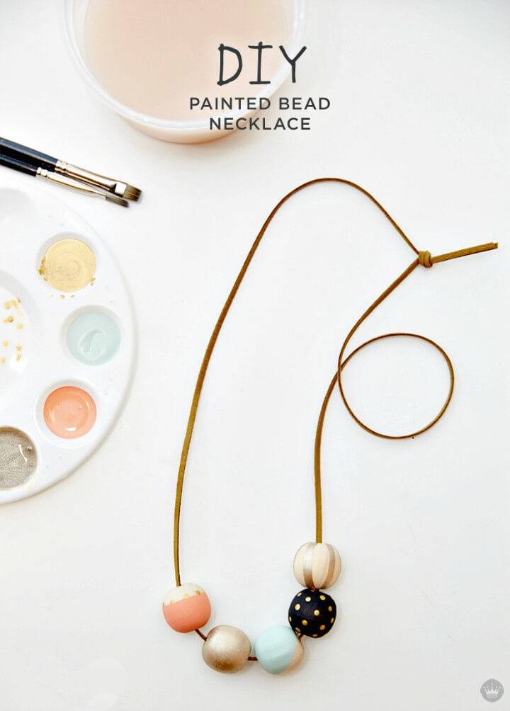 DIY Painted Wood Bead Necklace